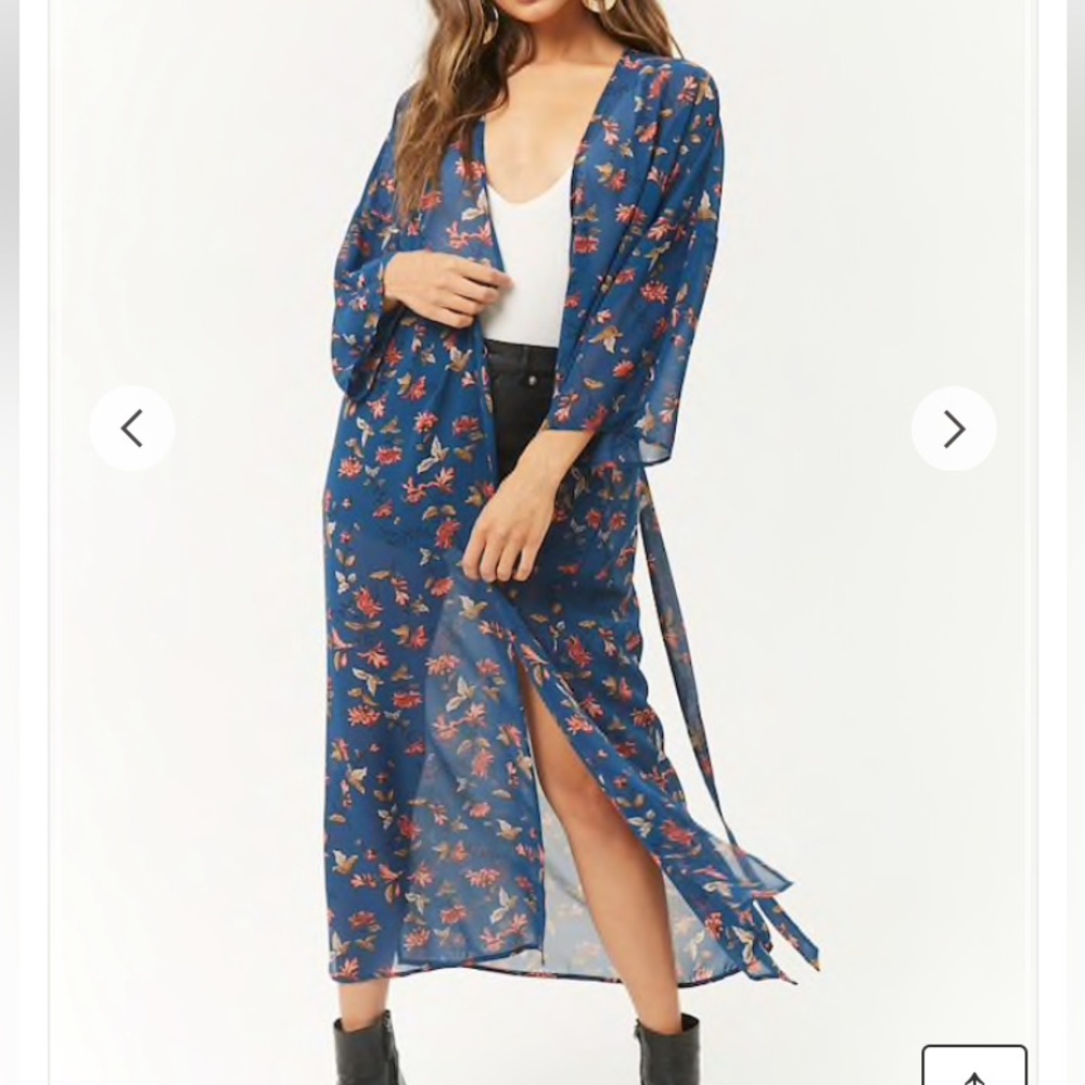 NWT Forever 21 Floral Chiffon Longline Cardigan